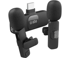 SBS prisegami mikrofonai su USB-C 2vnt imtuvu.. - juoda