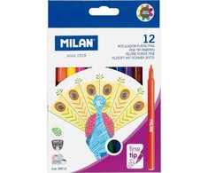 Ploni apvalūs žymekliai 12 spalvų Milan