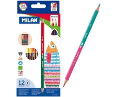 Bicolor trikampiai pieštukai 24 spalvos Milan