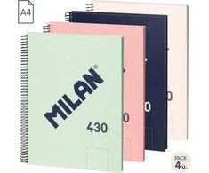 Milan Spiralinis nešiojamasis kompiuteris A4/80K smooth 1918 mix (4 vnt.)