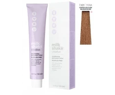 „Milk Shake Creative“ ilgalaikiai plaukų dažai be SLS/SLES, 7.4317CGA egzotiška vidutinė blondinė, 100 ml