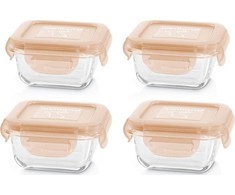 Miniland EKOLOGIŠKI kvadratiniai stikliniai indai 4x160ml - Triušis