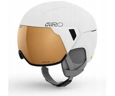 MIVIDA moteriškas žieminis šalmas GIRO ARIA SPHERICAL MIPS matinės baltos / RYŠKIAI vario spalvos, M dydis (55,5-59 cm)