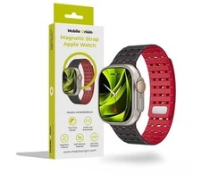 Mobile Origin magnetinis dirželis, juodas/raudonas - AW Ultra 2/1 (49 mm) 9/8/7 (45 mm)/6/SE/5/4 (44 mm)/3/2/1 (42 mm)