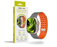 Mobile Origin magnetinis dirželis, pilkas/oranžinis - AW Ultra 2/1 (49 mm) 9/8/7 (45 mm)/6/SE/5/4 (44 mm)/3/2/1 (42 mm)