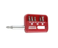 Modeco antgalių rinkinys 25mm PH1-PH2, PZ1-PZ2 ir plokščias 5 - 6,5mm + laikiklis 7vnt. - MN-15-501