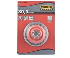 Šveitimo šepetys puodo tipo, kampiniam šlifuokliui, susuktos vielos (plienas) M14 Modeco Expert | d- 80 mm