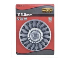 Šveitimo šepetys diskinis, kampiniam šlifuokliui, susuktos vielos (plienas) M14 Modeco Expert | d-150 mm