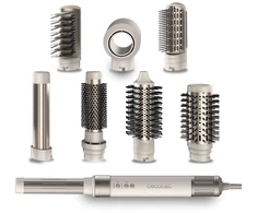 8 viename Cecotec Bamba CeramicCare AirGlam šampano spalvos plaukų suktukas ir džiovintuvas