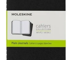Užrašų knygutė Moleskine Cahier 9x14cm, baltais lapais, minkštu viršeliu, juodos spalvos, 3 vnt