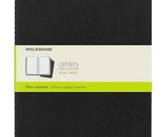 Užrašų knygutė Moleskine Cahier 19x25cm, baltais lapais, minkštu viršeliu, juodos spalvos