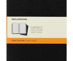 Užrašų knygutė Moleskine Cahier 13x21cm, linijomis, minkštu viršeliu, juodos spalvos, 3 vnt
