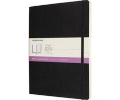 Moleskine Ekstra didelis dvigubo išdėstymo plonas ir apvalus minkštas notebook: juoda