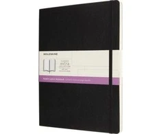 Moleskine Ekstra didelis dvigubo išdėstymo plonas ir apvalus minkštas notebook: juoda