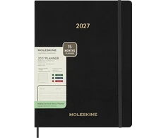 Moleskine savaitinis vertikalus kalendorius 2027, 13M, XXL, 23,5x28cm, minkšti viršeliai, juodas (MS-9278830)