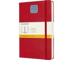 Moleskine MOLESKINE Classic L sąsiuvinis (13x21 cm), su pamušalu, kietu viršeliu, raudona raudona, 400 puslapių, raudona