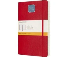 Moleskine MOLESKINE Classic L sąsiuvinis (13x21 cm), pamušalas, minkštu viršeliu, raudona raudona, 400 puslapių, raudona