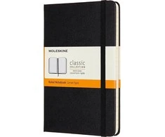 Moleskine Pastabos Classic 11.5x18 dvi eilutės, juodos