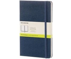 Užrašų knygutė Moleskine Classic 13x21cm, baltais lapais, kietu viršeliu, mėlynos spalvos