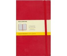 Užrašų knygutė Moleskine Classic 13x21cm, langeliais, kietu viršeliu, raudonos spalvos