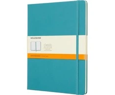 Moleskine MOLESKINE Classic XL (19x25 cm) linija, hardcover, rifas mėlyna, 192 puslapių, mėlyna