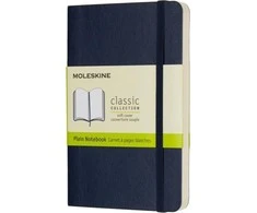 *Užrašų knygutė Moleskine Classic 9x14cm, baltais lapais, minkštu viršeliu, mėlynos spalvos