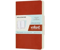 Moleskine 2 sąsiuvinių rinkinys MOLESKINE Volant, P, 9x14cm, lygus, 80 puslapių, koralų oranžinė/aquamarine