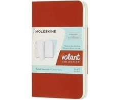 Moleskine Rinkinys 2 zeszytów MOLESKINE Volant, XS, 6,5x10,5cm, w linijos, 56 stron, coral oranžinis/aquamarine