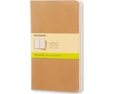 Užrašų knygutė Moleskine Cahier 13x21cm, baltais lapais, minkštu viršeliu, rudos spalvos, 3 vnt
