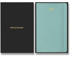 Moleskine savaitinis kalendorius 2027, 12M, L, 13x21cm, riboto leidimo, sintetinė gyvatės oda, dėžutė, šalavijo žalios spalvos (MS-9274832)