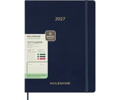 Moleskine savaitinis vertikalus kalendorius 2027, 13M, XXL, 23,5x28cm, minkšti viršeliai, safyro mėlyna (MS-9278847)