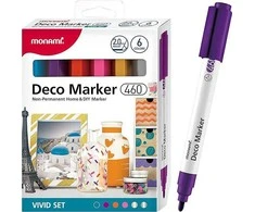 Monami Akriliniai dekoratyviniai žymekliai Deco Marker B 460 6 ryškios spalvos