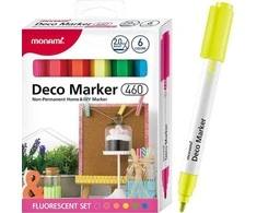 Monami Akriliniai dekoratyviniai žymekliai Deco Marker B 460 6 spalvos fluorescenciniai