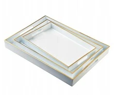 Mondex BLANCHE Baltas 3 dekoratyvinių padėklų rinkinys 40x30x4cm/35x25x3.5cm/30x20x3.5cm