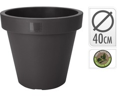 Mondex Juodas apvalus plastikinis gėlių vazonas 39 cm - Sodo vazonas