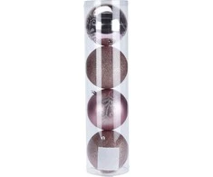 Mondex 4 KALĖDINIŲ RUMULIŲ RINKINYS 12 CM ROŽINIS