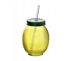 Mondex MODERN KITCHEN stiklinis puodelis su stikliniu šiaudeliu 550ml 6,5x10x13cm