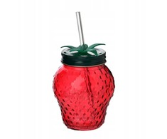 Mondex MODERNUS VIRTUVĖS stiklinis puodelis su stikliniu šiaudeliu 450 ml 6,5 x 9,5 x 12,5 cm