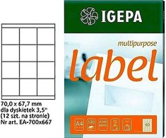 „Mondi“ ETIKETĖS A4 IGEPA 70,0 X 67,7 MM BALTA (100)