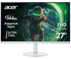 Monitorius ACER LCD SA273P1wmix, 27" FHD IPS LED, 144Hz, 250 nitų, 178/178, 1 ms, VGA, HDMI, garsas, reprodukcija, VESA, baltas