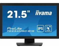Monitorius „Iiyama PROLITE T2234MSC-B1S“ 22 colių „Full HD“ 10 taškų jutiklinis ekranas su IPS skydelio technologija, jutiklinio stiklo funkcija ir pirštų atspaudų apsaugančia danga