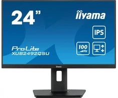 Monitorius Iiyama 24 colių WQHD IPS technologijos skydelis su USB šakotuvu, 100 Hz atnaujinimo dažniu ir reguliuojamo aukščio stovu