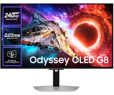 Monitorius Samsung LS32HG800SUXEN Odyssey OLED G8 | 32 " | OLED | 4K | 16:9 | 240 Hz | 0.03 ms | 3840 x 2160 pikselių | 300 cd/m² | HDMI jungtys quantity 2 | Sidabrinis