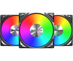 Montech Fan Metal Pro 12 ARGB PWM juodo 120 mm ventiliatorių komplektas (3 vnt.)