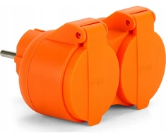 Montis dvigubas skirstytuvas 2x2P+Z, 16A, 250V, IP44, oranžinis MT089