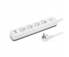 Montis Elektros ilgintuvas, baltas ir pilkas, 4 lizdų, su USB jungtimi, 5 m, MT186-WG-5