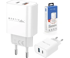Montis MT123 įkroviklis 1x USB-A 1x USB-C 3 A (5901811406638)
