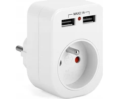 Montis skirstytuvas su įžeminimu 1p+Z 2xUSB 2.1A Montis MT092 baltas