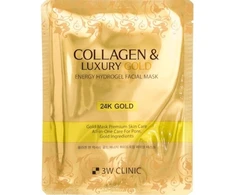 3W Clinic Collagen &amp; Luxury Gold Energy Hydrogel hidrogelio veido kaukė su auksu ir kolagenu 30 g