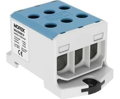 MOREK bėgelio jungtis 1,5-50 mm² mėlyna 6 skylių AL/CU 1000V TH35 3P MAA3050B10 Morek 4290